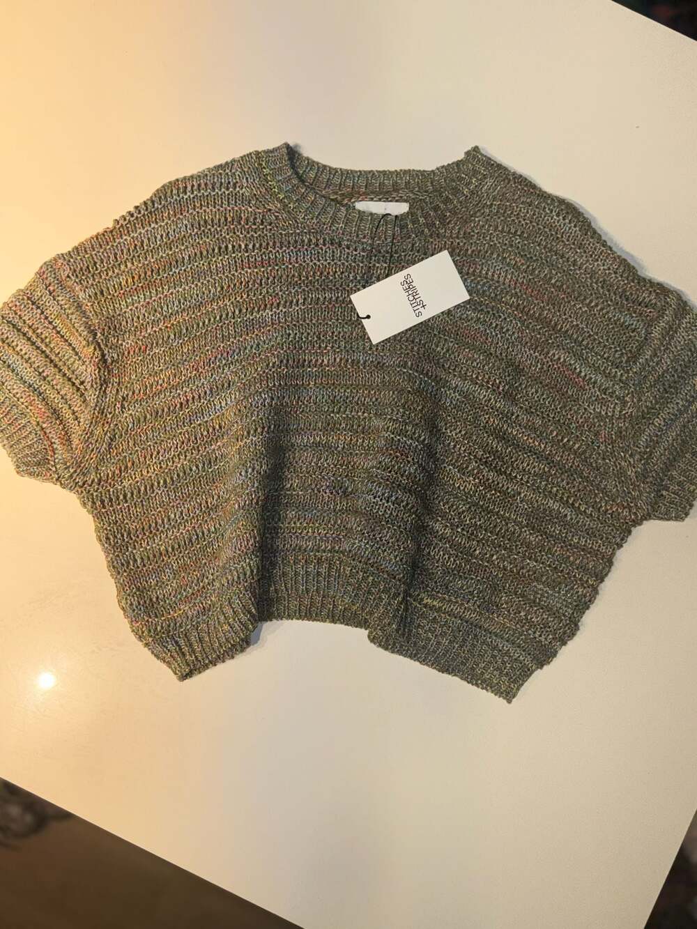 Stitches + Stripes Space Dye Cropped Knit Sweater